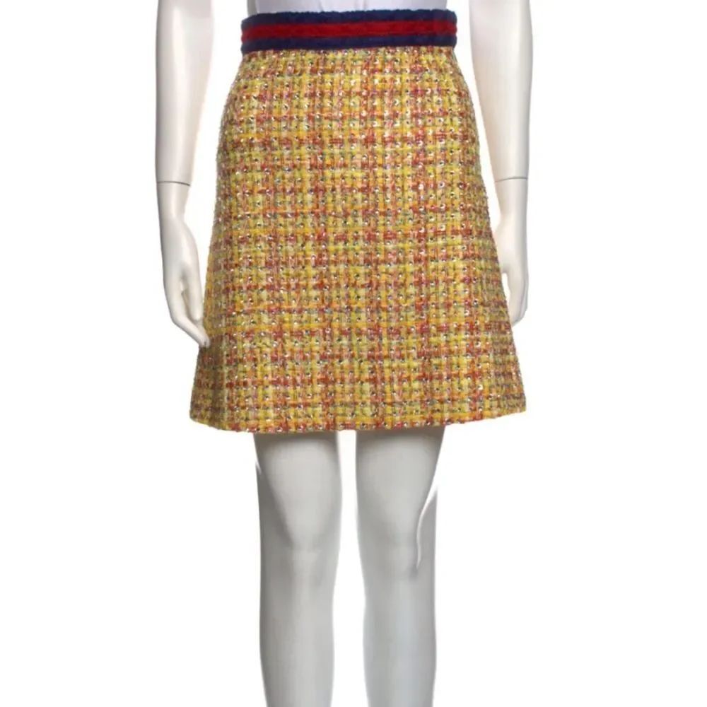 Gucci Crystal Tweed A-line Skirt In Ginestra/Potter